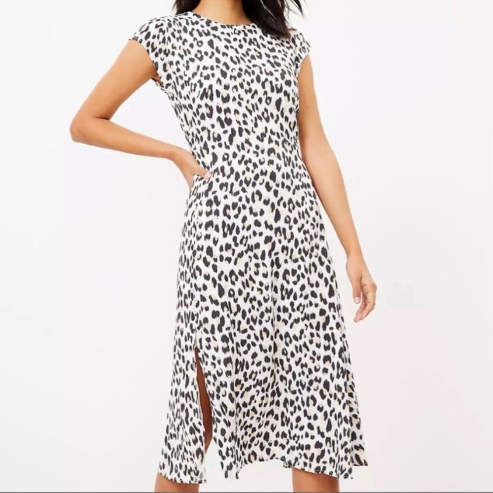 Loft Black and White Leopard Print Dress size 10
